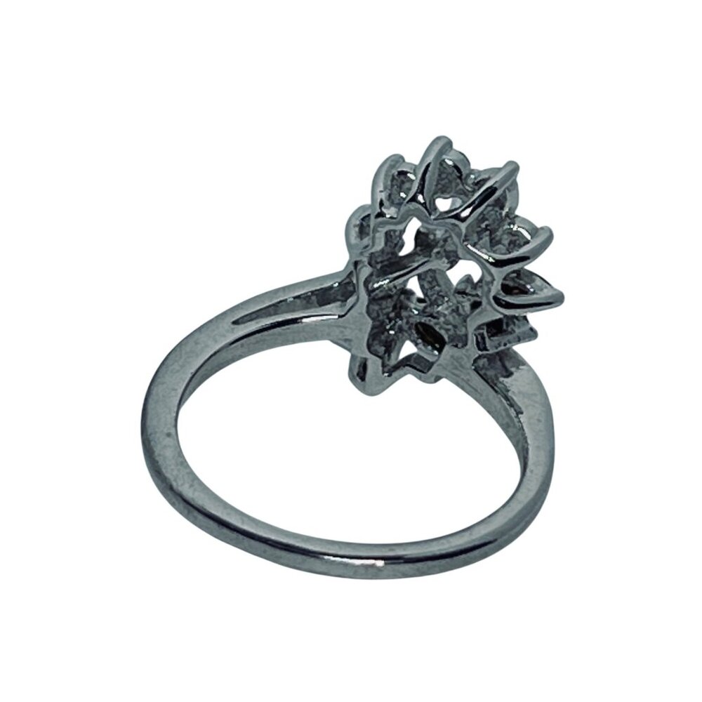 Vintage Silver Tone With Blue and Clear Rhinestone Statement Ring (R386) - Picture 6 of 7